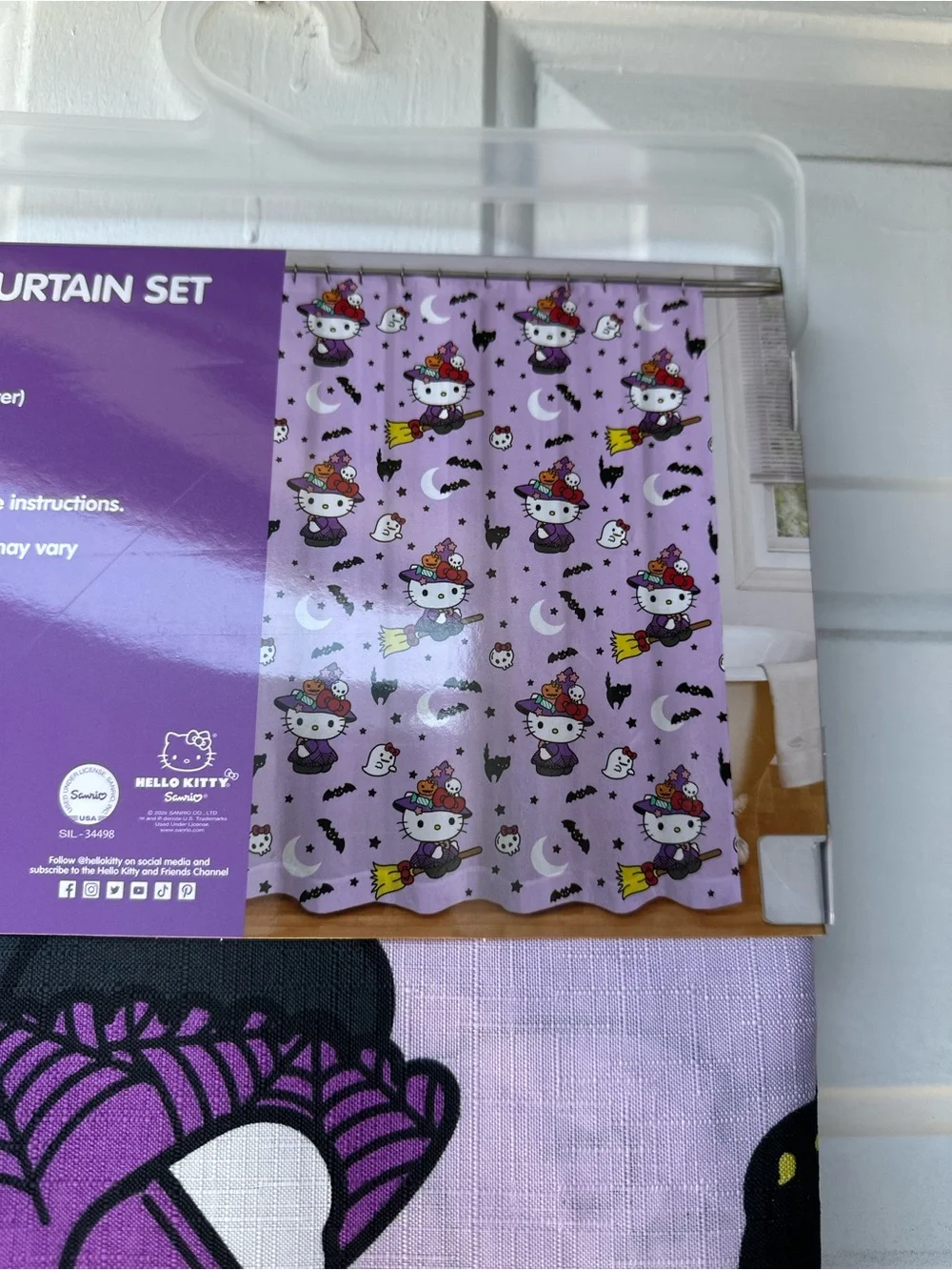 Hello Kitty Purple Halloween Shower Curtain